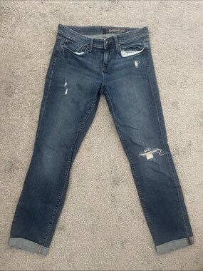 GAP Women's Distressed Dark Blue Boyfriend Jeans